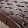 Emery Chaise Lounge with Rolling Pillow- Dark Brown Tufted Faux Leather