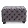 Accent Ottoman- Cubic Shape- Button Tufted Gray Velvet- Black 29 Inch