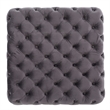 Accent Ottoman- Cubic Shape- Button Tufted Gray Velvet- Black 29 Inch