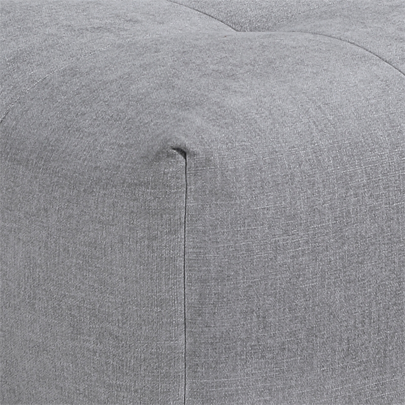 Tanya Ottoman with Casters- Plush Cushion Top- Gray Tufted Fabric- 46 Inch