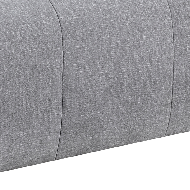 Tanya Ottoman with Casters- Plush Cushion Top- Gray Tufted Fabric- 46 Inch