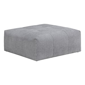 Tanya Ottoman with Casters- Plush Cushion Top- Gray Tufted Fabric- 46 Inch