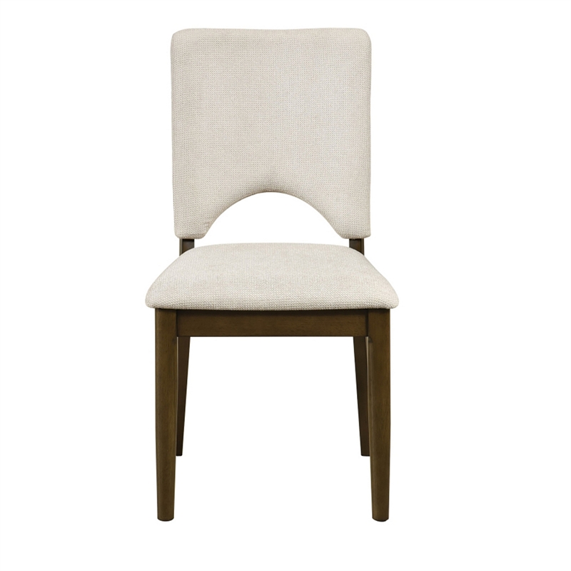 Andre Modern Side-Dining Chair Set of 2-  Angled Wood Frame- Beige Fabric