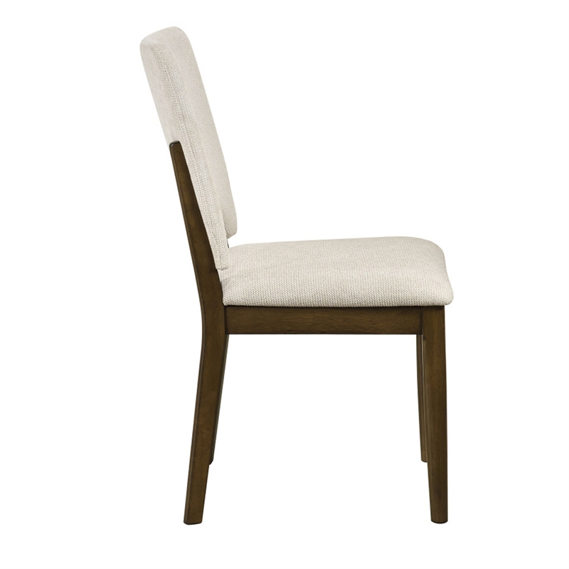 Andre Modern Side-Dining Chair Set of 2-  Angled Wood Frame- Beige Fabric