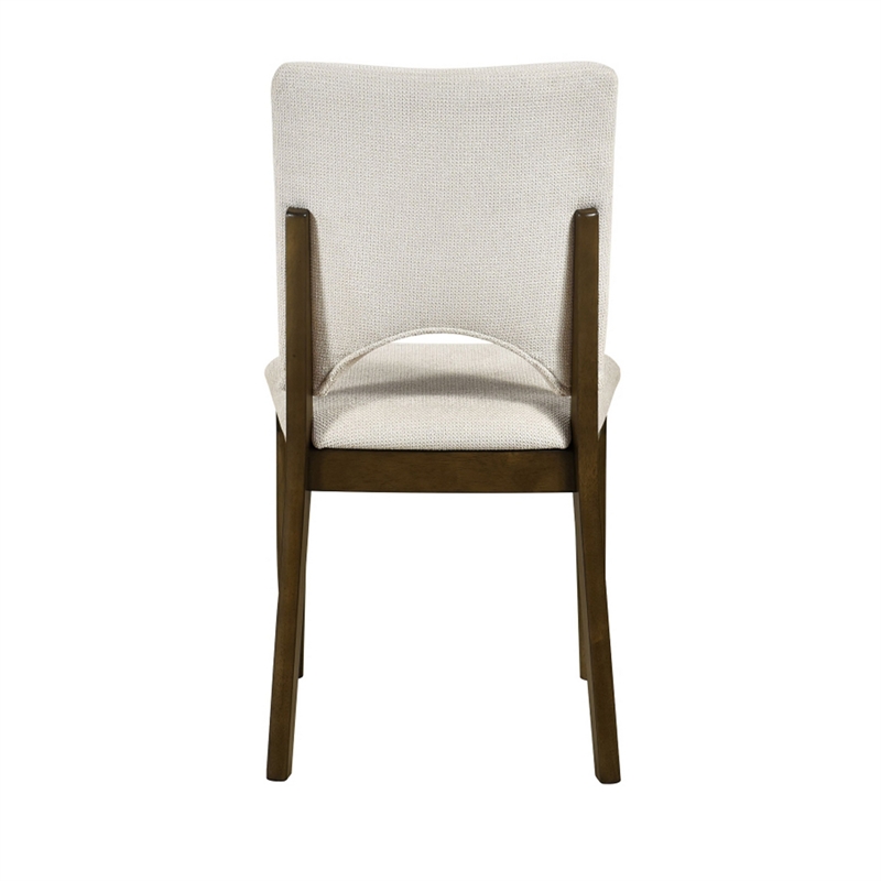Andre Modern Side-Dining Chair Set of 2-  Angled Wood Frame- Beige Fabric