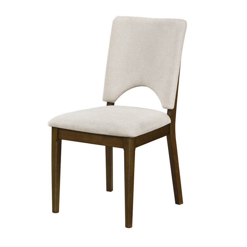 Andre Modern Side-Dining Chair Set of 2-  Angled Wood Frame- Beige Fabric
