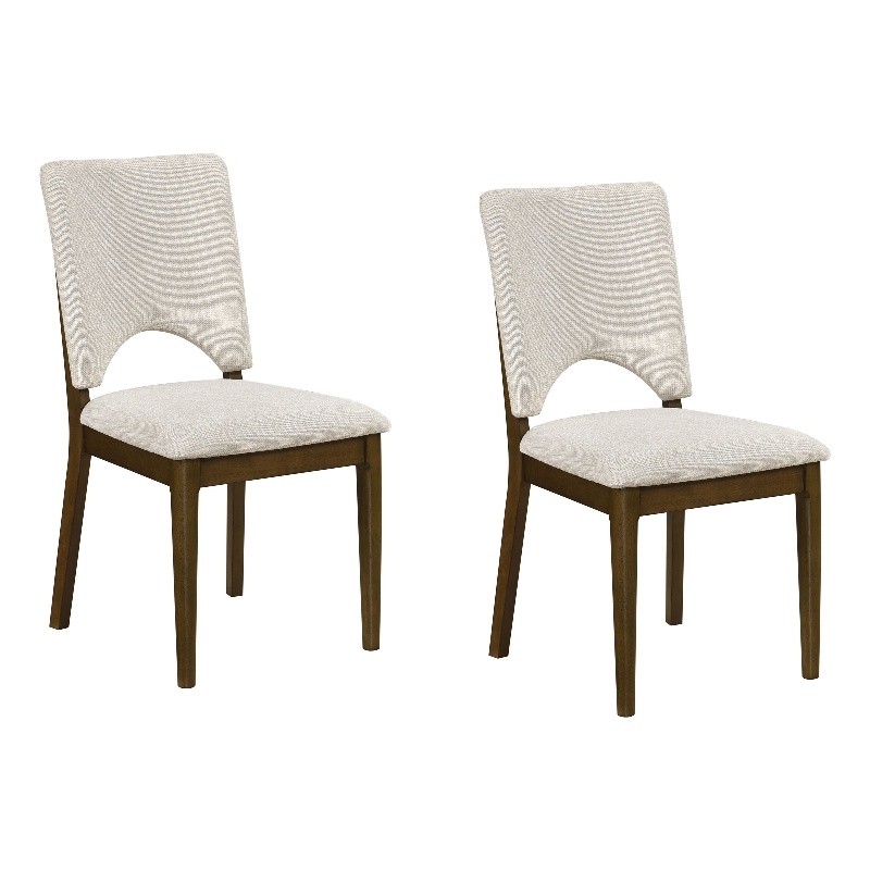 Andre Modern Side-Dining Chair Set of 2-  Angled Wood Frame- Beige Fabric