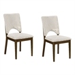 Andre Modern Side-Dining Chair Set of 2-  Angled Wood Frame- Beige Fabric