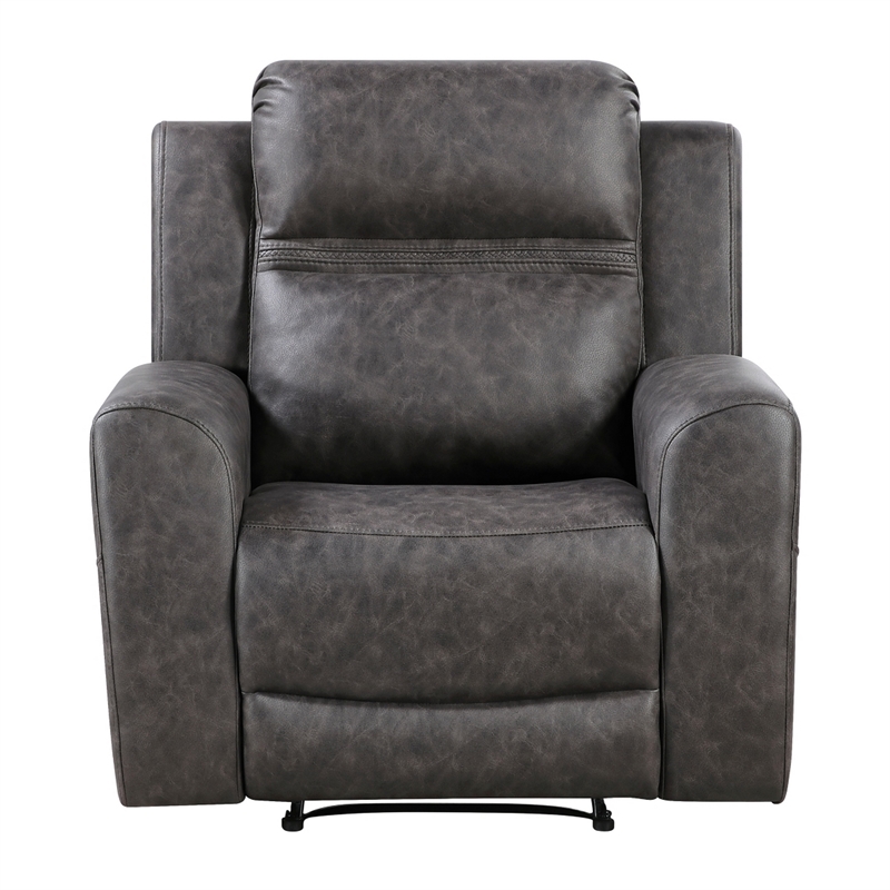 Berty Manual Reclining Chair- Wall Hugger Design- Charcoal Microfiber