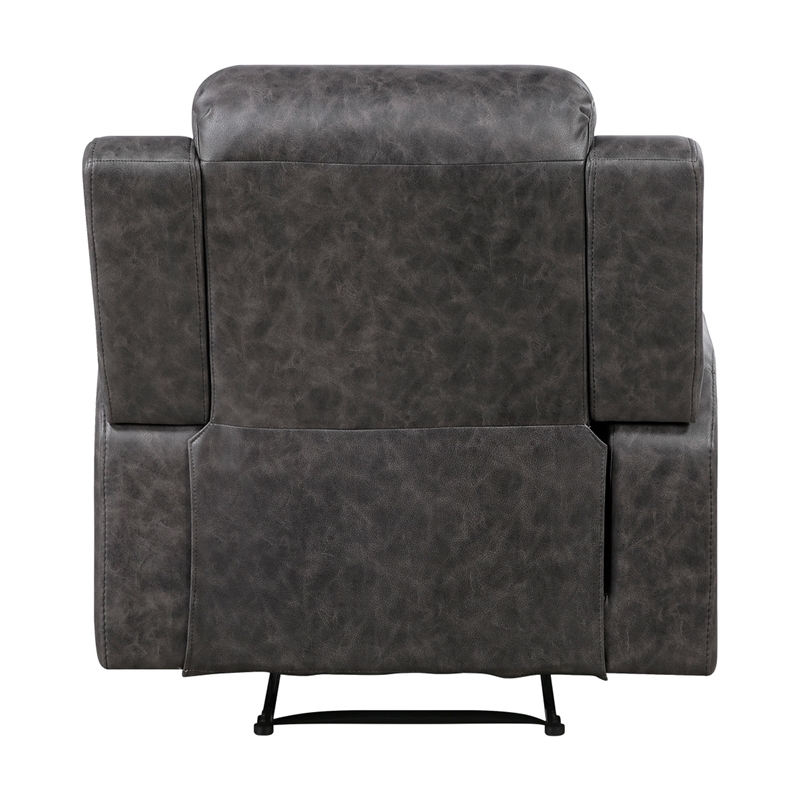 Berty Manual Reclining Chair- Wall Hugger Design- Charcoal Microfiber