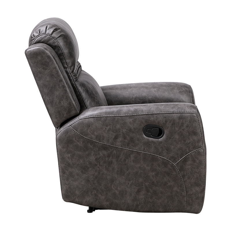 Berty Manual Reclining Chair- Wall Hugger Design- Charcoal Microfiber