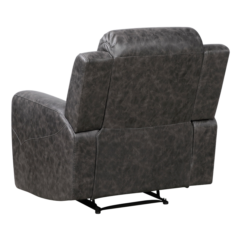 Berty Manual Reclining Chair- Wall Hugger Design- Charcoal Microfiber
