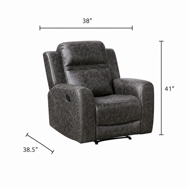 Berty Manual Reclining Chair- Wall Hugger Design- Charcoal Microfiber