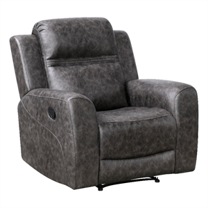 Berty Manual Reclining Chair- Wall Hugger Design- Charcoal Microfiber