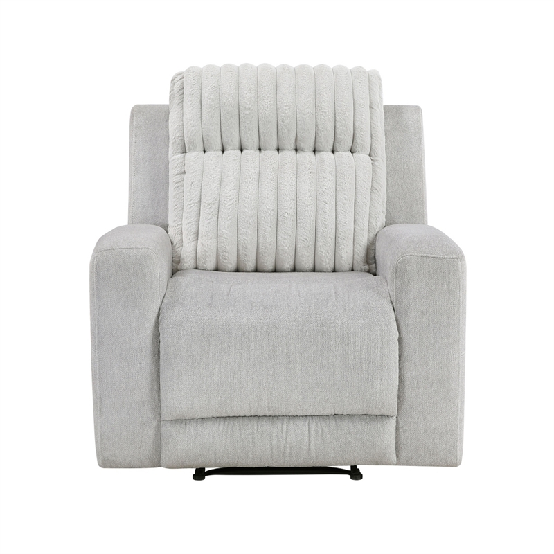 Lupe Manual Reclining Chair- Track Arms- Gray Corduroy and Microfiber