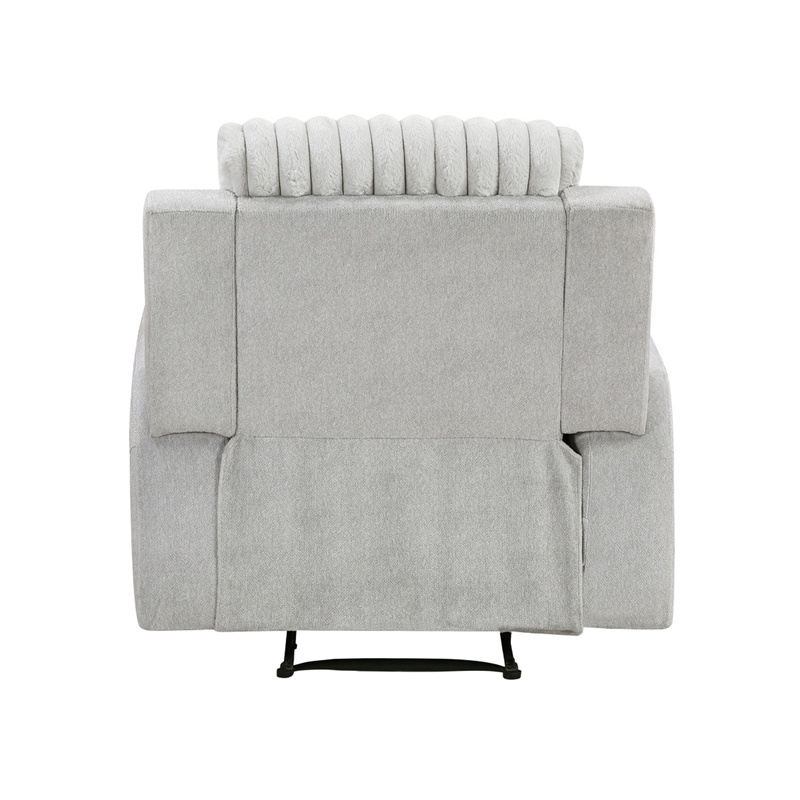Lupe Manual Reclining Chair- Track Arms- Gray Corduroy and Microfiber
