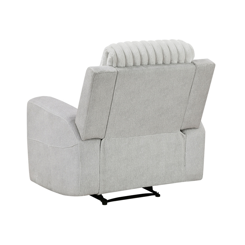 Lupe Manual Reclining Chair- Track Arms- Gray Corduroy and Microfiber