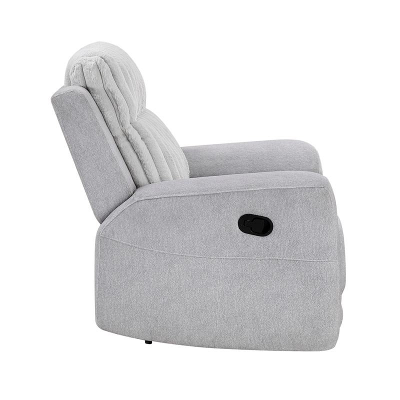 Lupe Manual Reclining Chair- Track Arms- Gray Corduroy and Microfiber