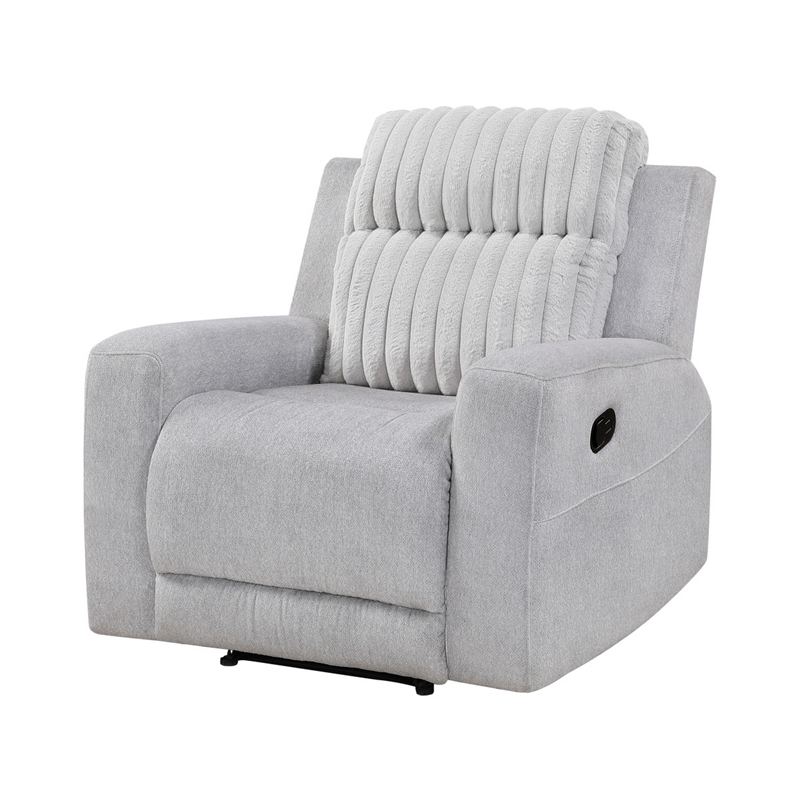 Lupe Manual Reclining Chair- Track Arms- Gray Corduroy and Microfiber