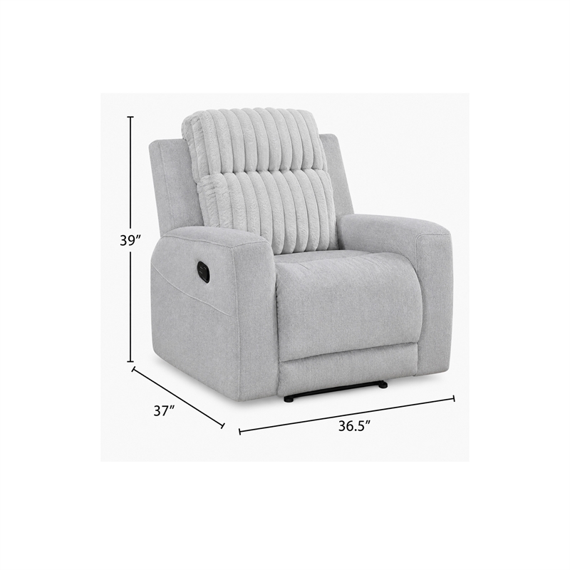 Lupe Manual Reclining Chair- Track Arms- Gray Corduroy and Microfiber