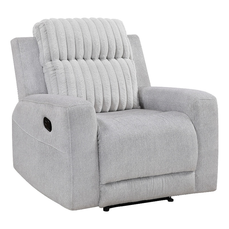 Lupe Manual Reclining Chair- Track Arms- Gray Corduroy and Microfiber