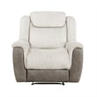 Feo Manual Reclining Chair- Foam Fill Beige Chenille and Taupe Microfiber