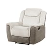 Feo Manual Reclining Chair- Foam Fill Beige Chenille and Taupe Microfiber