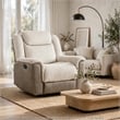 Feo Manual Reclining Chair- Foam Fill Beige Chenille and Taupe Microfiber