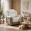 Feo Manual Reclining Chair- Foam Fill Beige Chenille and Taupe Microfiber