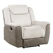 Feo Manual Reclining Chair- Foam Fill Beige Chenille and Taupe Microfiber