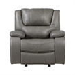 Licot Manual Glider Reclining Chair- Foam Fill  Gray Top Grain Leather