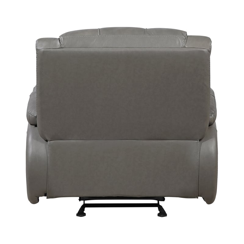 Licot Manual Glider Reclining Chair- Foam Fill  Gray Top Grain Leather