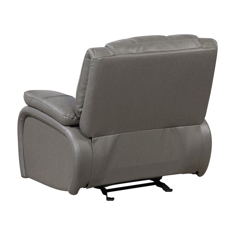 Licot Manual Glider Reclining Chair- Foam Fill  Gray Top Grain Leather