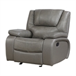 Licot Manual Glider Reclining Chair- Foam Fill  Gray Top Grain Leather