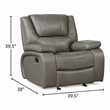 Licot Manual Glider Reclining Chair- Foam Fill  Gray Top Grain Leather