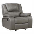 Licot Manual Glider Reclining Chair- Foam Fill  Gray Top Grain Leather
