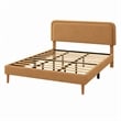 Pedro King Platform Bed with Adjustable Plush Headboard- Brown Fabric