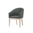 Teny 7Pc Dining Set with Faux Marble Top- Gray Fabric Barrel Chairs