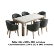 Teny 7Pc Dining Set with Faux Marble Top- Gray Fabric Barrel Chairs