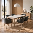 Teny 7Pc Dining Set with Faux Marble Top- Gray Fabric Barrel Chairs