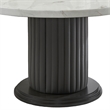 Beny 5pc Dining Set with Round Faux Marble Top- Gray Fabric Barrel Chairs