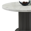 Beny 5pc Dining Set with Round Faux Marble Top- Gray Fabric Barrel Chairs