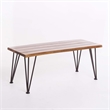 Zoe 3pc Outdoor Table Set- Slatted Top- Teak Brown- Black Hairpin Legs