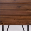 Zoe 3pc Outdoor Table Set- Slatted Top- Teak Brown- Black Hairpin Legs