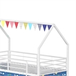 Zeso Kids Twin Loft Bed- House Design- Blue and White- Slide and Curtain