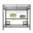 Eso Full Over Twin Bunk Bed- Desk- Storage Shelves- Black Metal