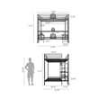 Eso Full Over Twin Bunk Bed- Desk- Storage Shelves- Black Metal