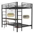 Eso Full Over Twin Bunk Bed- Desk- Storage Shelves- Black Metal