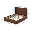 Adiba Fluted Queen Platform Bed with Curved Headboard- Walnut Wood