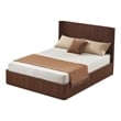 Adiba Fluted Queen Platform Bed with Curved Headboard- Walnut Wood